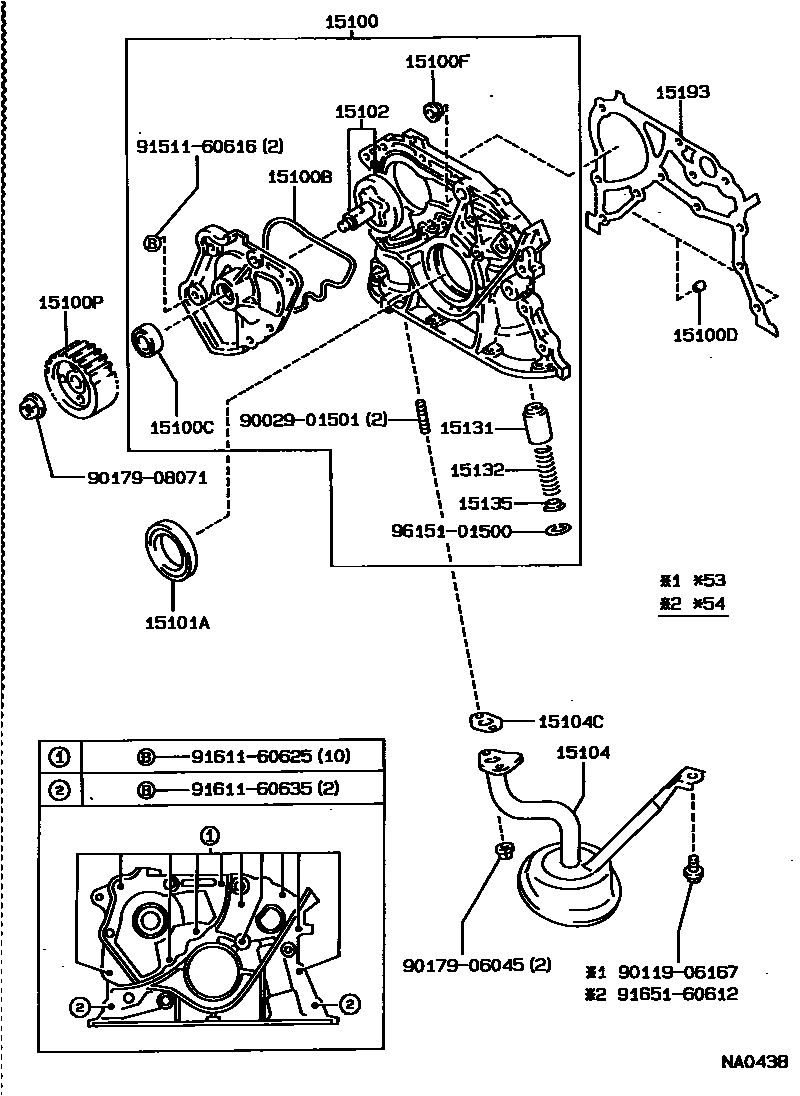 Toyota CAMRY Engine Oil Pump EPC diagram — NA0438