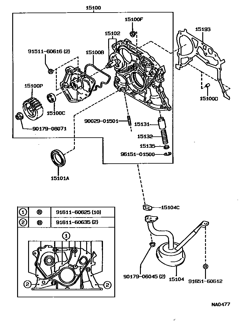 Toyota CAMRY Engine Oil Pump EPC diagram — NA0477