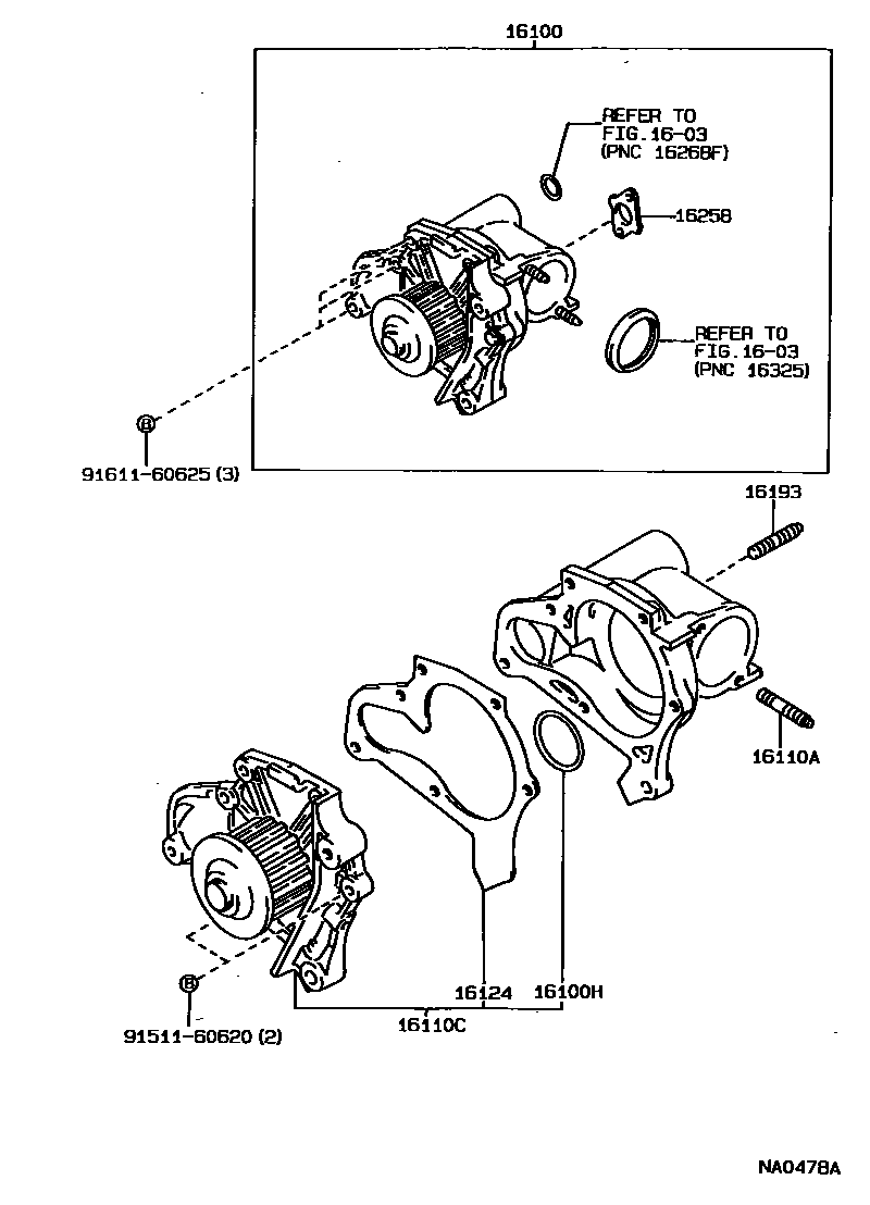Toyota CAMRY Water Pump EPC diagram — NA0478A