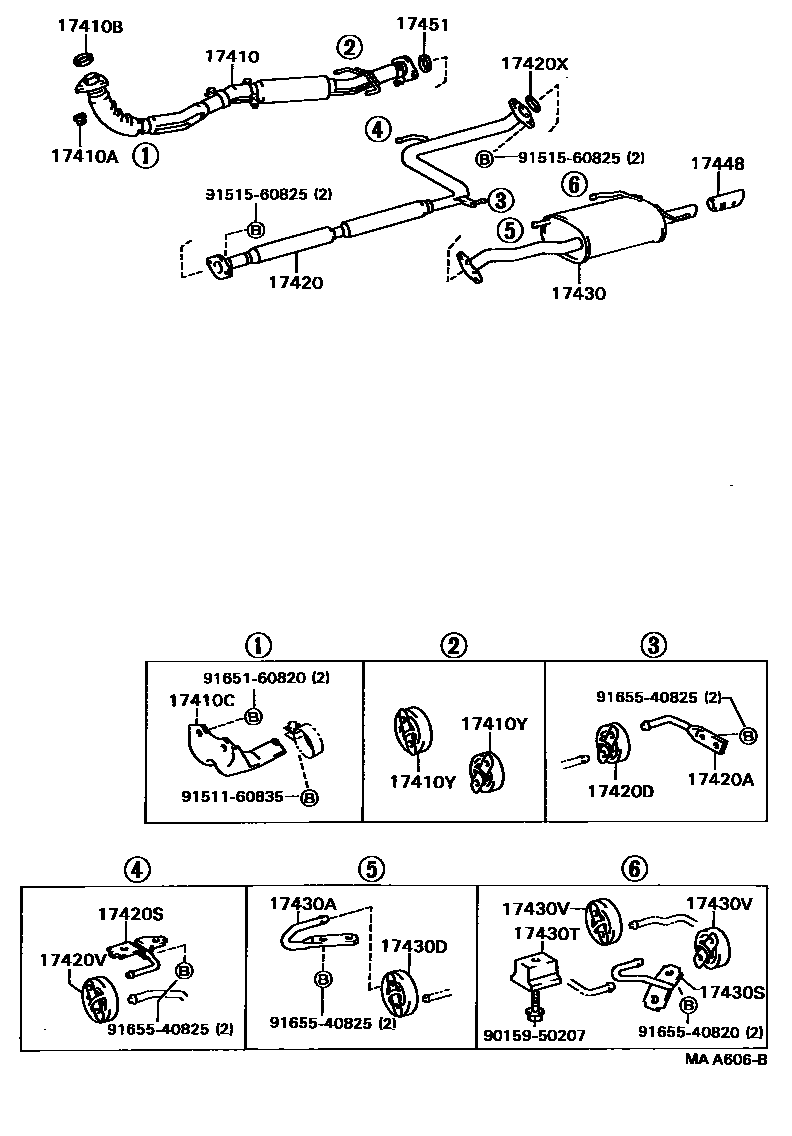 Toyota CAMRY Exhaust Pipe EPC diagram — MAA606B