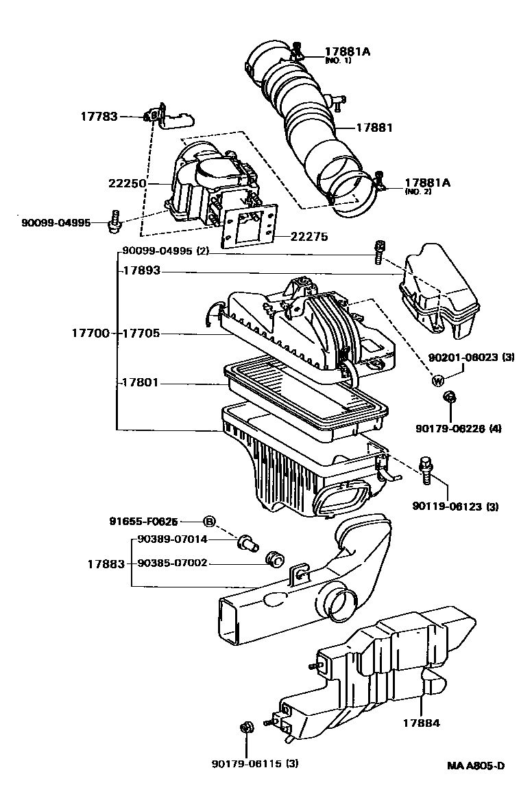Toyota CAMRY Air Cleaner EPC diagram — MAA805D