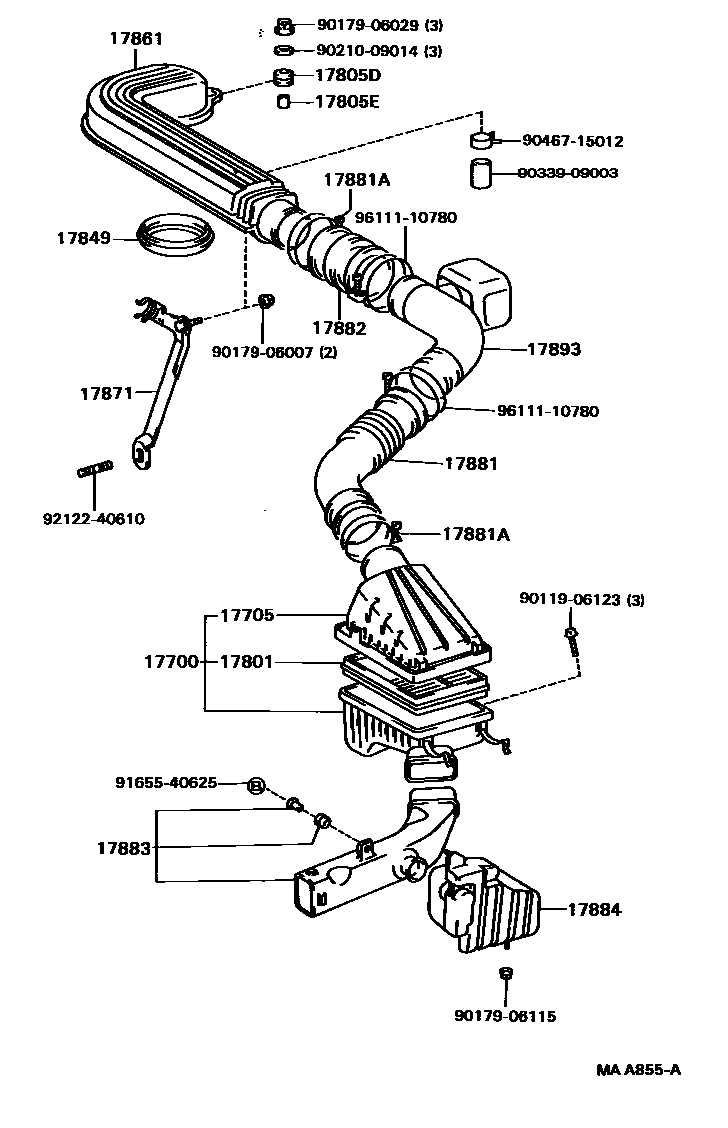 Toyota CAMRY Air Cleaner EPC diagram — MAA855A