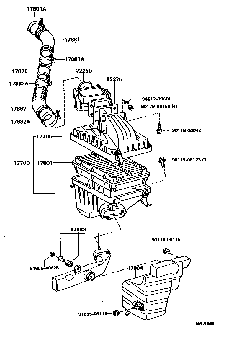 Toyota CAMRY Air Cleaner EPC diagram — MAA856