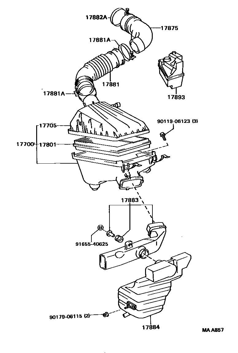 Toyota CAMRY Air Cleaner EPC diagram — MAA857