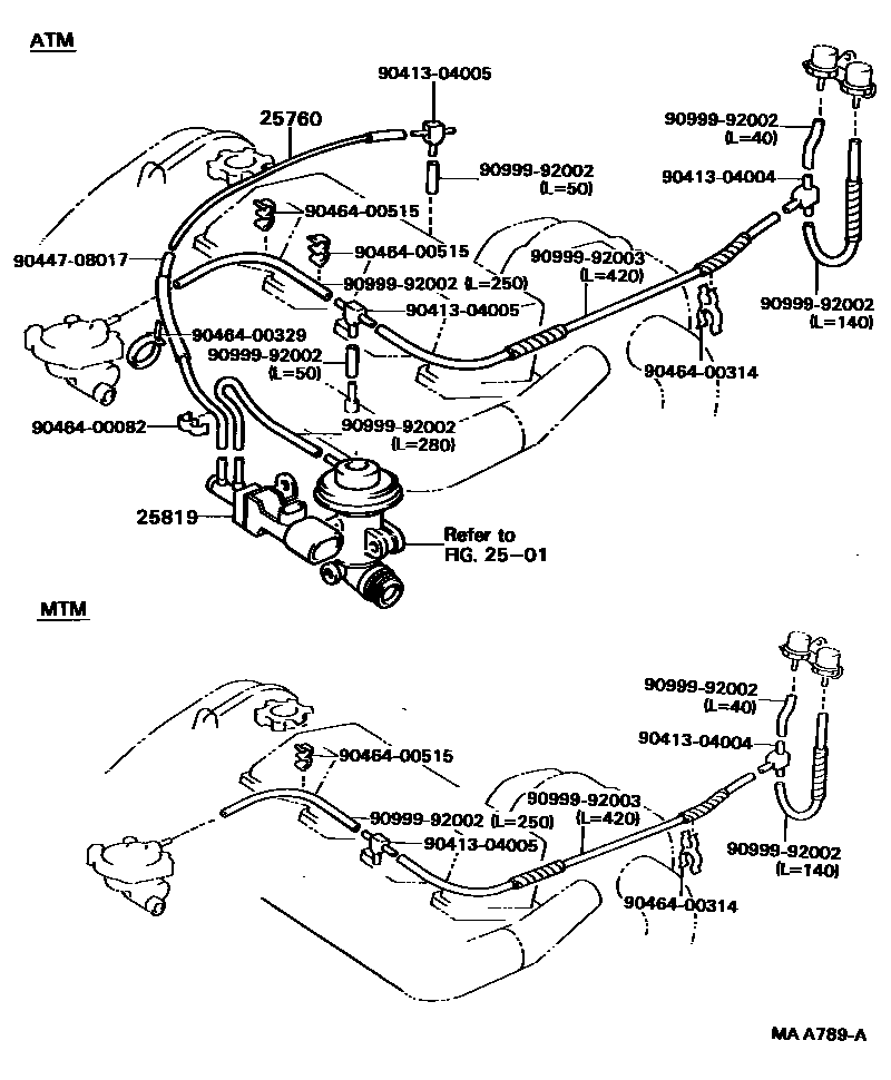 Toyota CAMRY vacuum tube EPC diagram — MAA789A