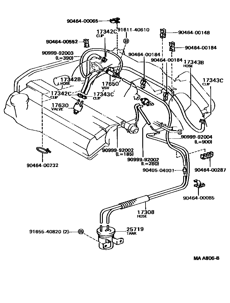 Toyota CAMRY vacuum tube EPC diagram — MAA806B