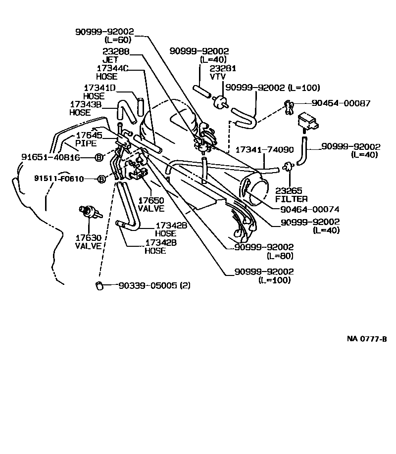 Toyota CAMRY vacuum tube EPC diagram — NA0777B