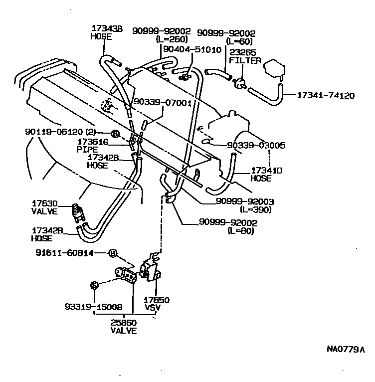 Toyota CAMRY vacuum tube EPC diagram — NA0779A