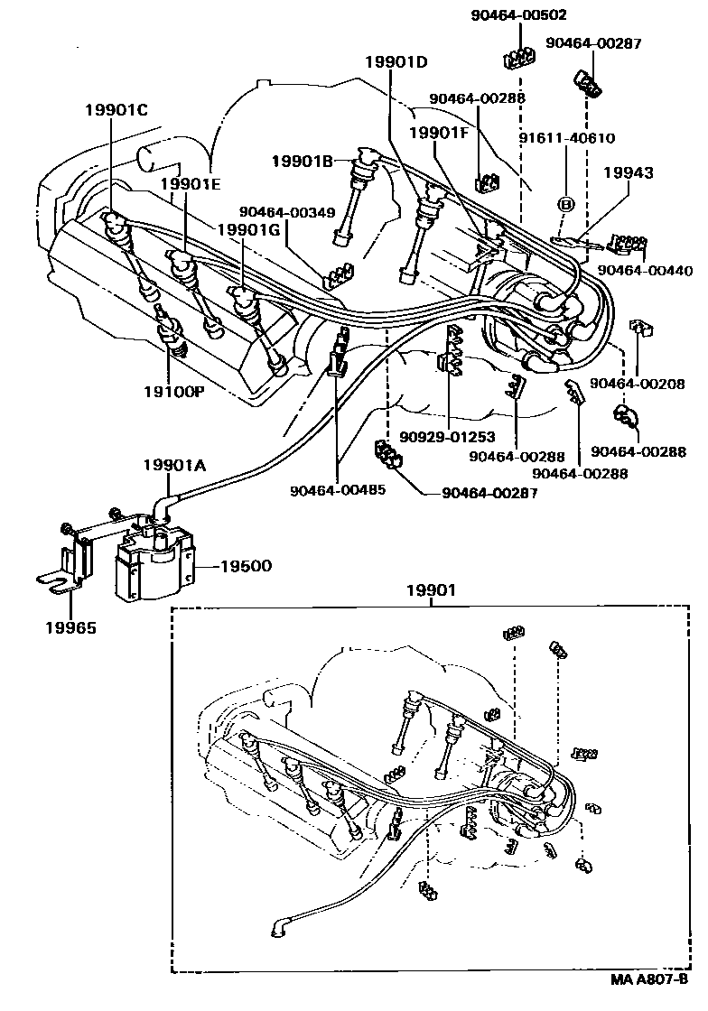 Toyota CAMRY 点火线圈和火花塞 EPC diagram — MAA807B
