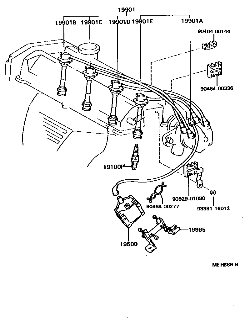 Toyota CAMRY 点火线圈和火花塞 EPC diagram — MEH689B