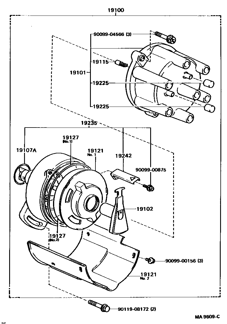 Toyota CAMRY 分电器 EPC diagram — MA9609C