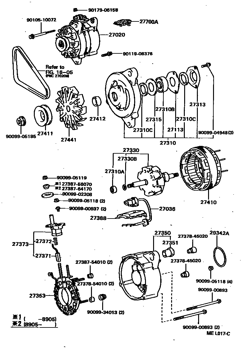 Toyota CAMRY Alternator EPC diagram — MEL017C