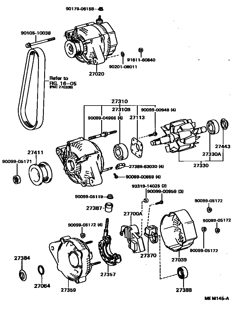 Toyota CAMRY Alternator EPC diagram — MEM145A
