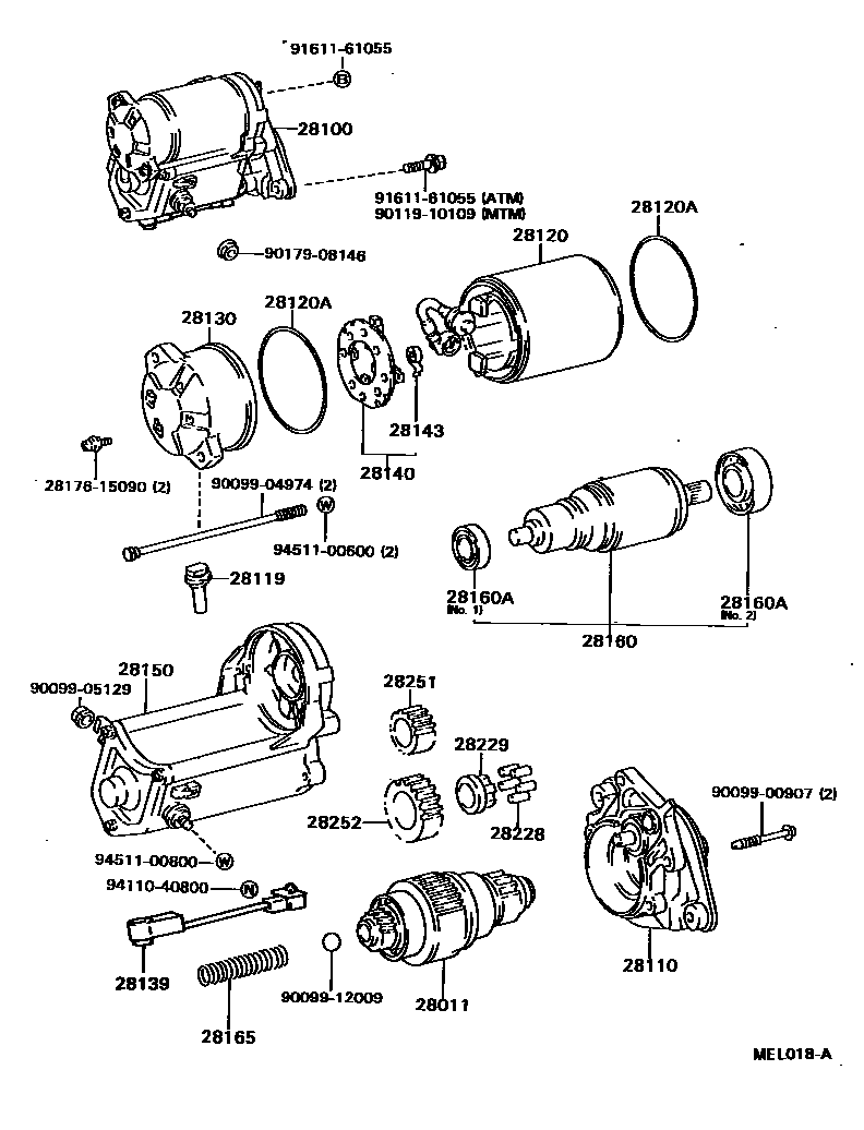 Toyota CAMRY 起动机 EPC diagram — MEL018A