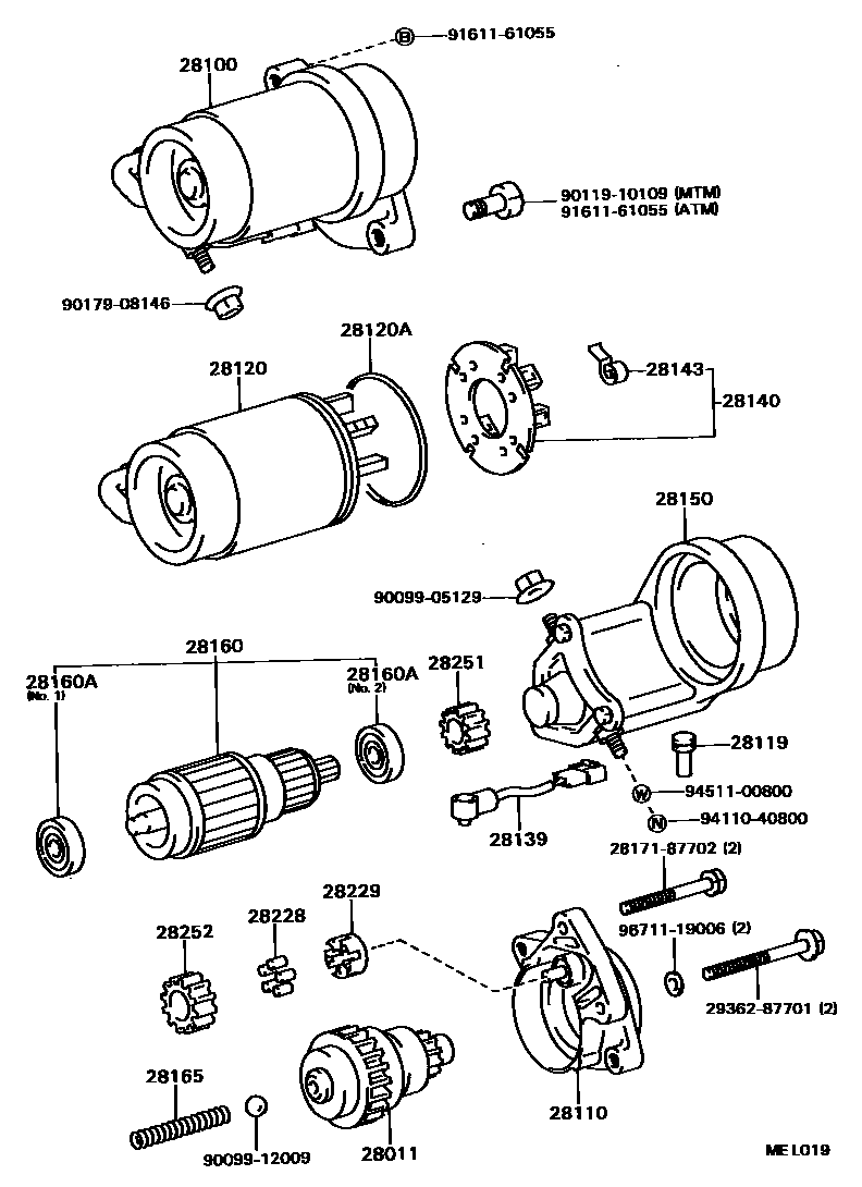 Toyota CAMRY 起动机 EPC diagram — MEL019