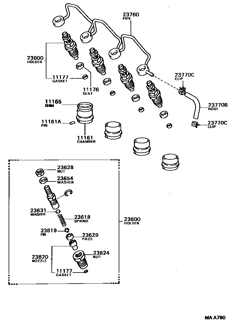Toyota CAMRY 喷油嘴 EPC diagram — MAA790