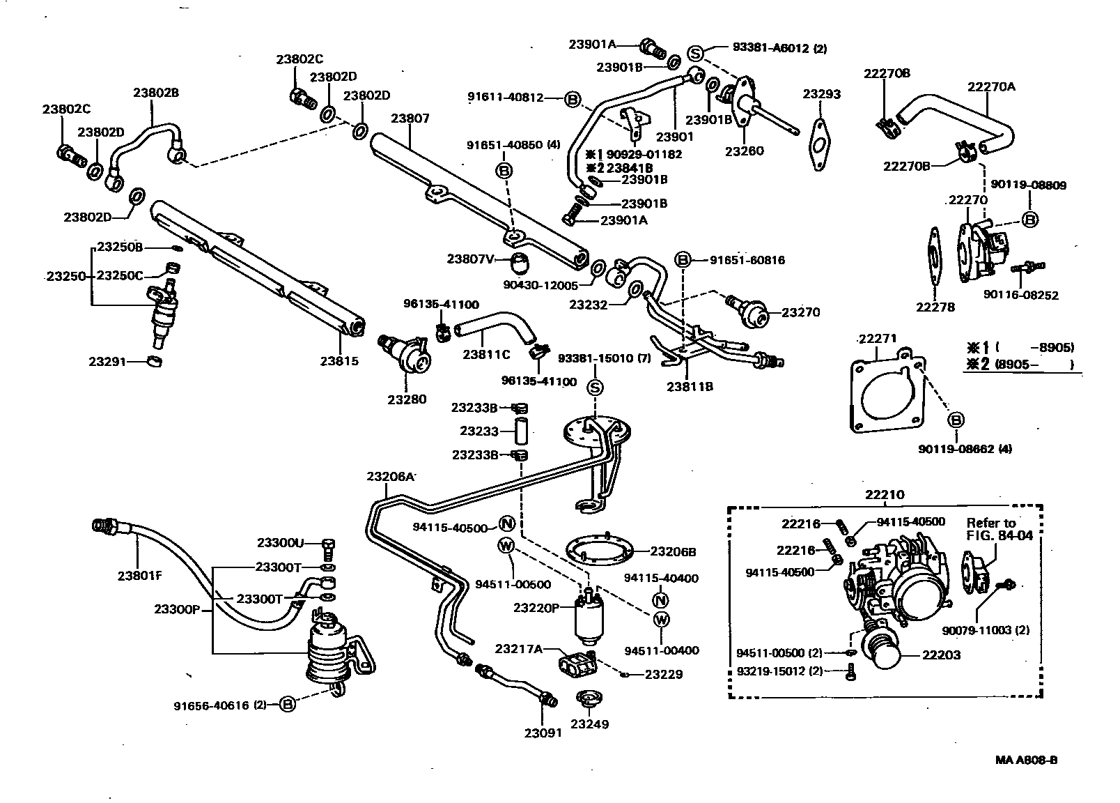 Toyota CAMRY 燃油喷射系统 EPC diagram — MAA808B