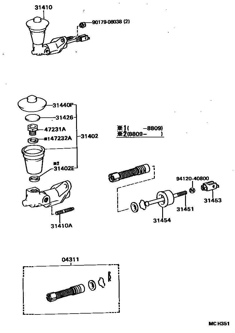 Toyota CAMRY 离合器总泵 EPC diagram — MCH351