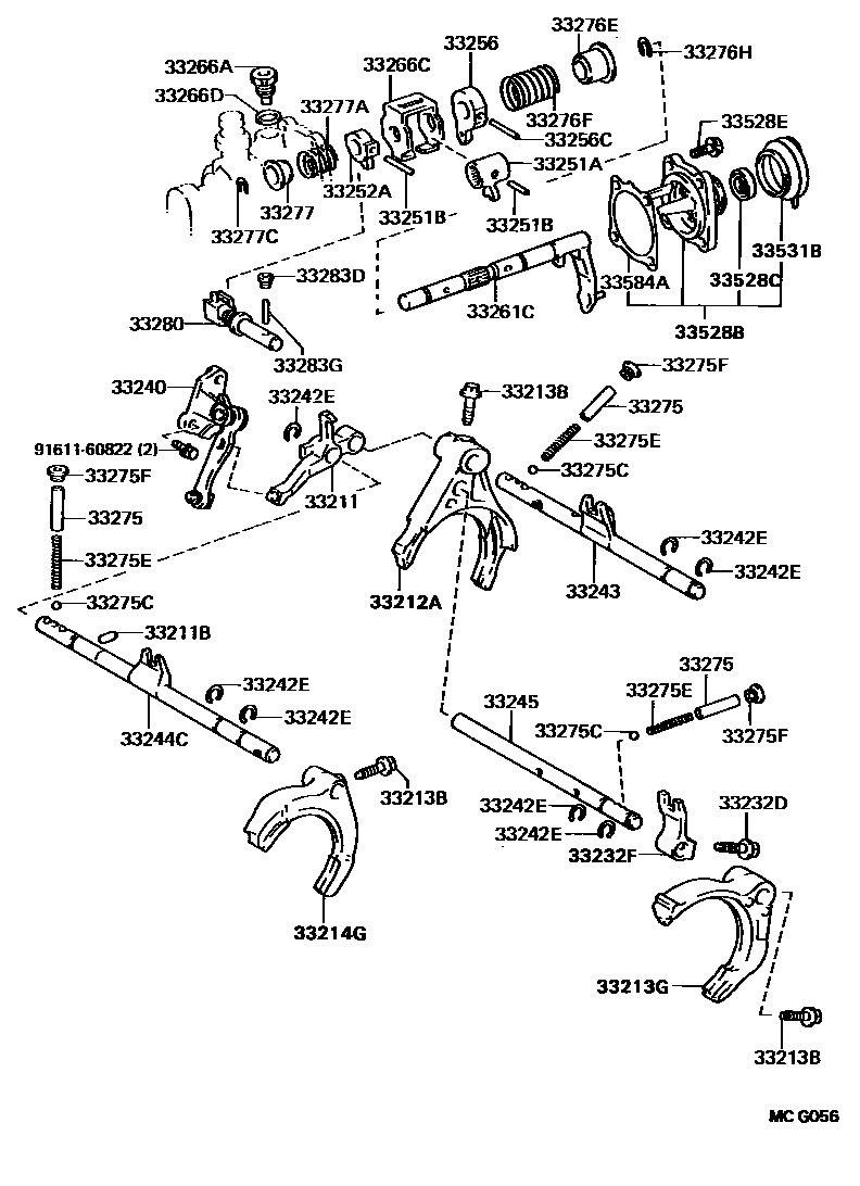 Toyota CAMRY 换档拨叉和换档杆轴(MTM) EPC diagram — MCG056