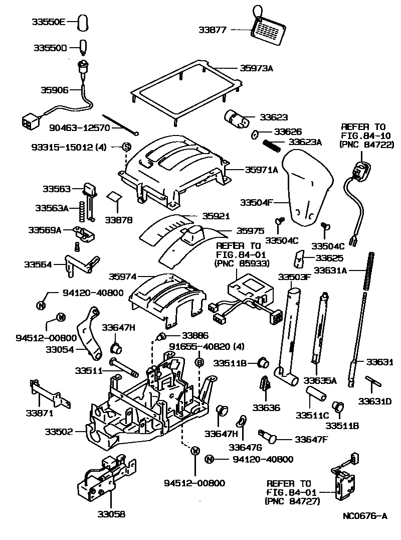 Toyota CAMRY Shift Lever & Retainer EPC diagram — NC0676A
