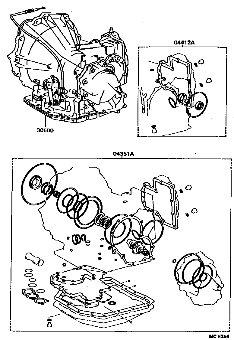 Toyota CAMRY 传动桥或变速器总成和衬垫组件(ATM) EPC diagram — MCH354
