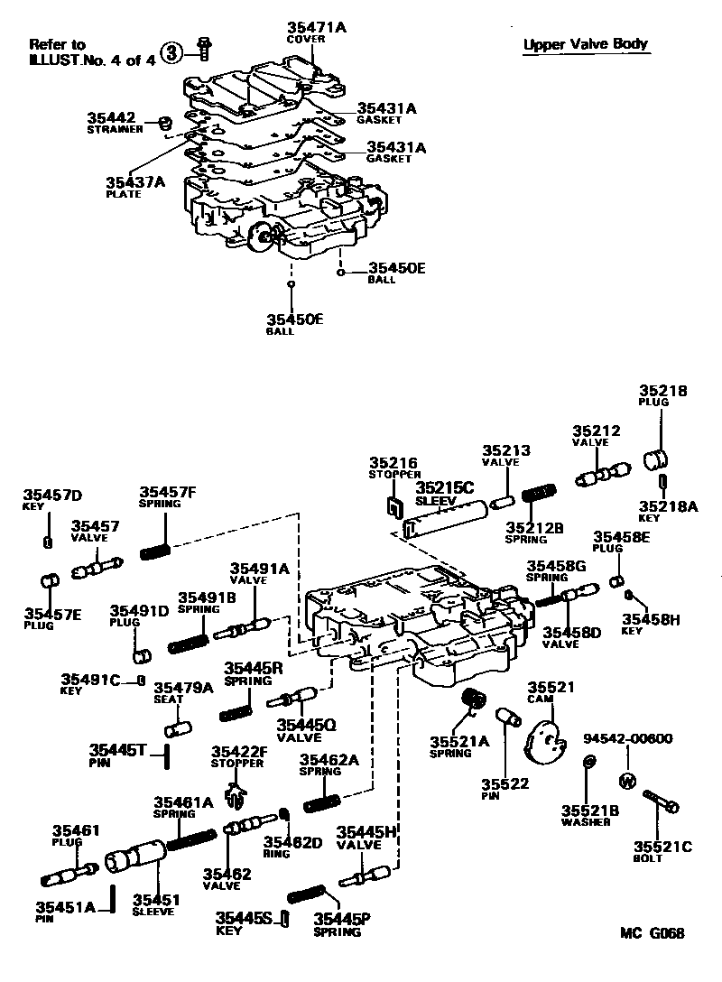 Toyota CAMRY 阀体和滤油网(ATM) EPC diagram — MCG068