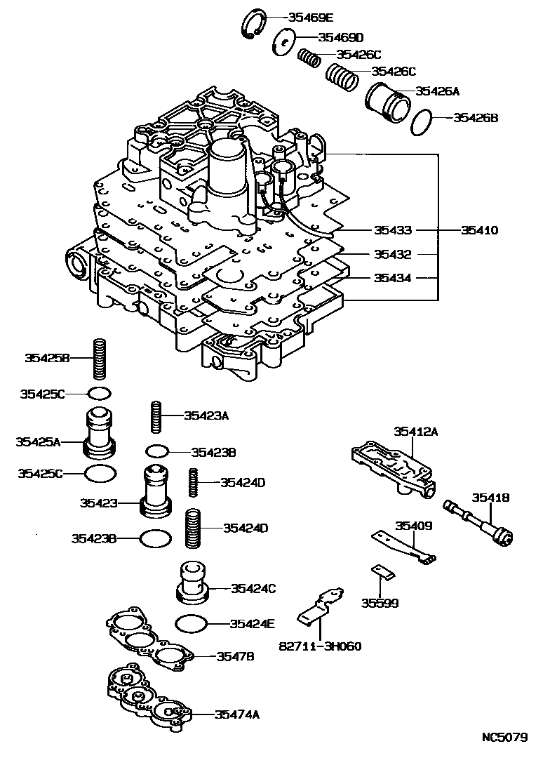 Toyota CAMRY 阀体和滤油网(ATM) EPC diagram — NC5079