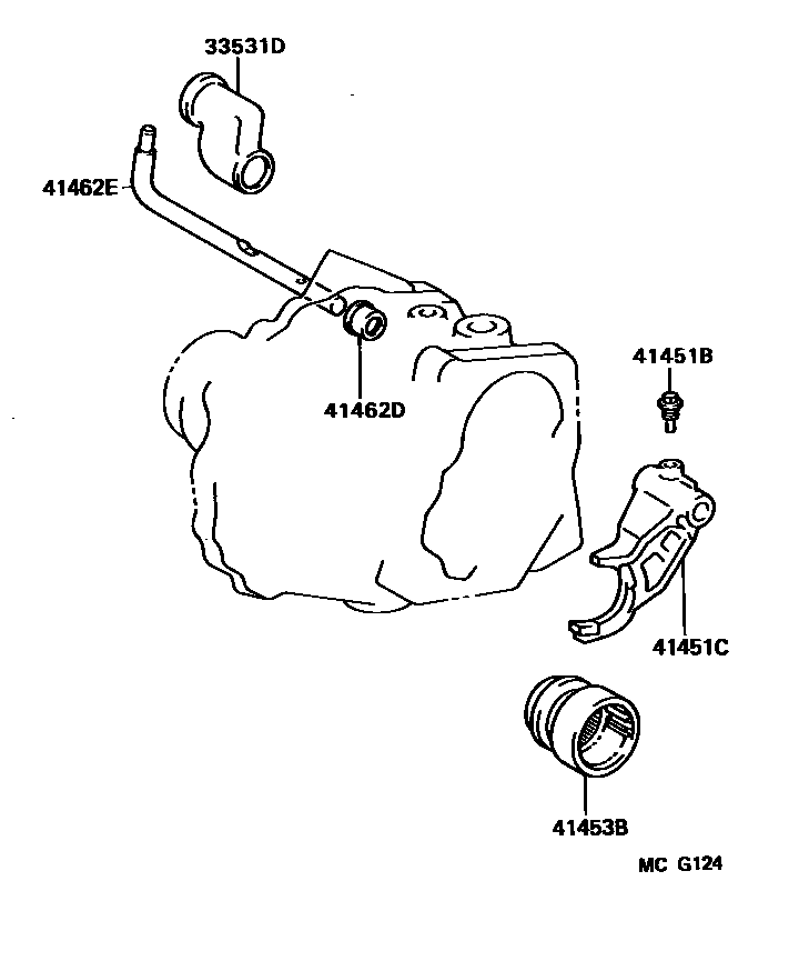 Toyota CAMRY Transfer Lever & Shift Fork Shaft EPC diagram — MCG124