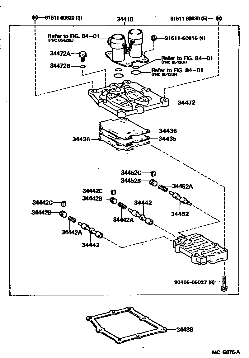 Toyota CAMRY 分动器阀体和阀杆 EPC diagram — MCG076A