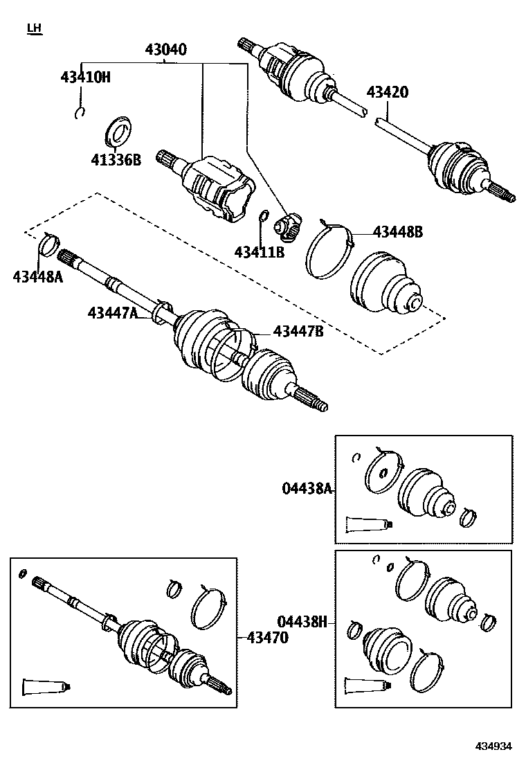 Toyota CAMRY Front Drive Shaft EPC diagram — 434934