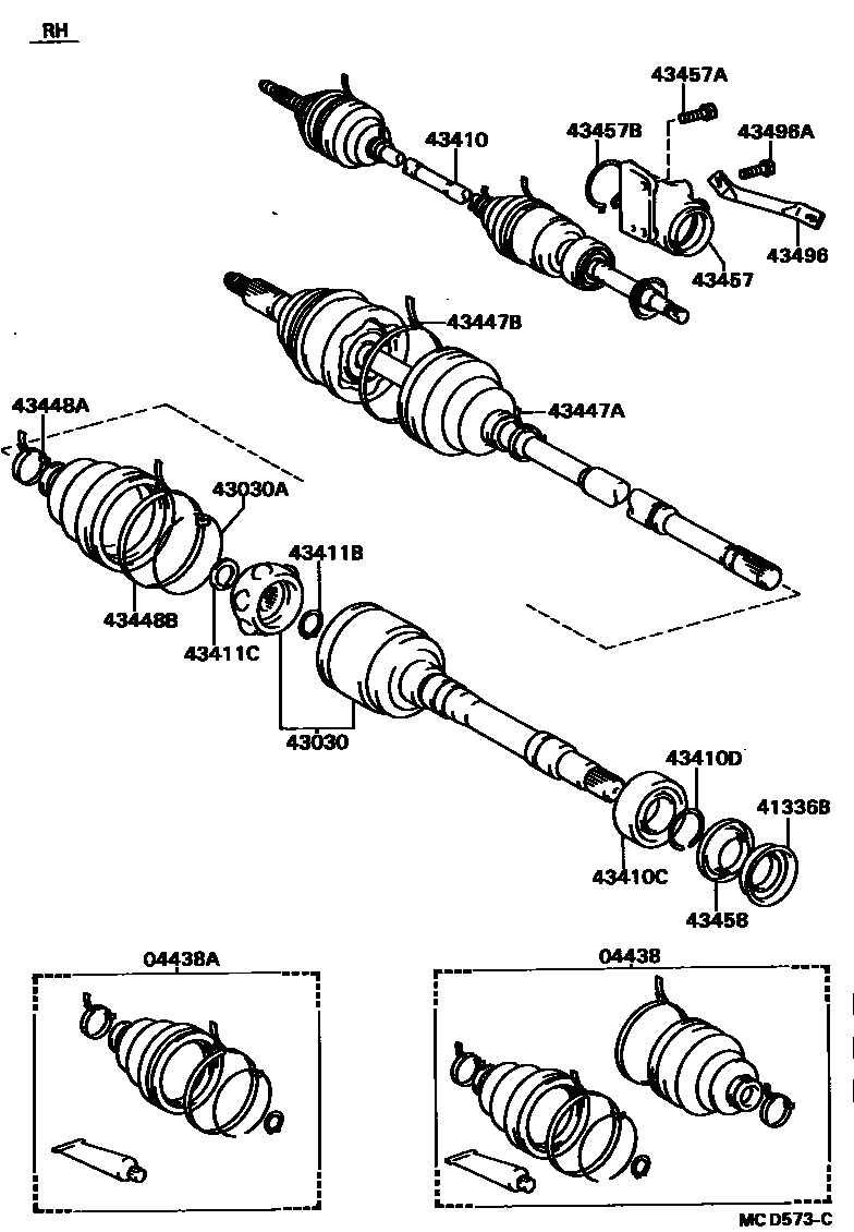 Toyota CAMRY Front Drive Shaft EPC diagram — MCD573C