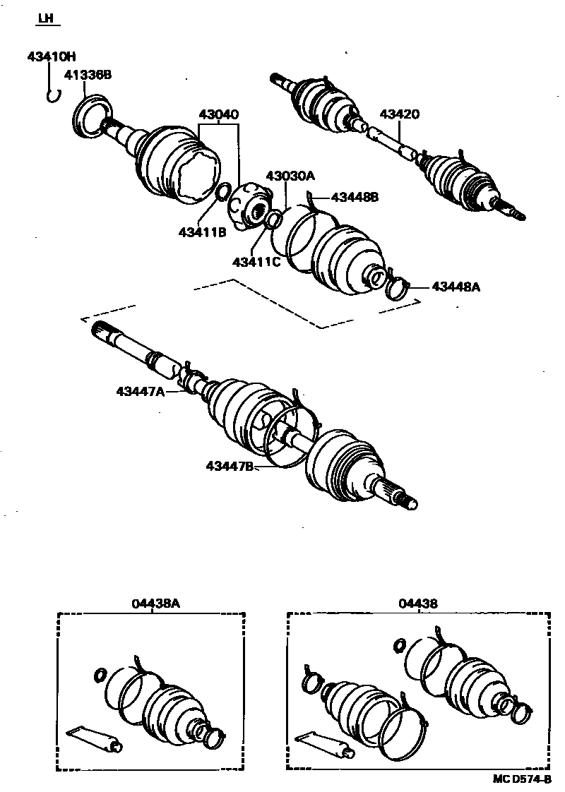 Toyota CAMRY Front Drive Shaft EPC diagram — MCD574B