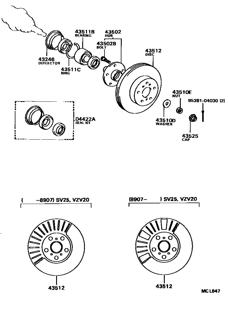 Toyota CAMRY Front Axle Hub EPC diagram — MCL647