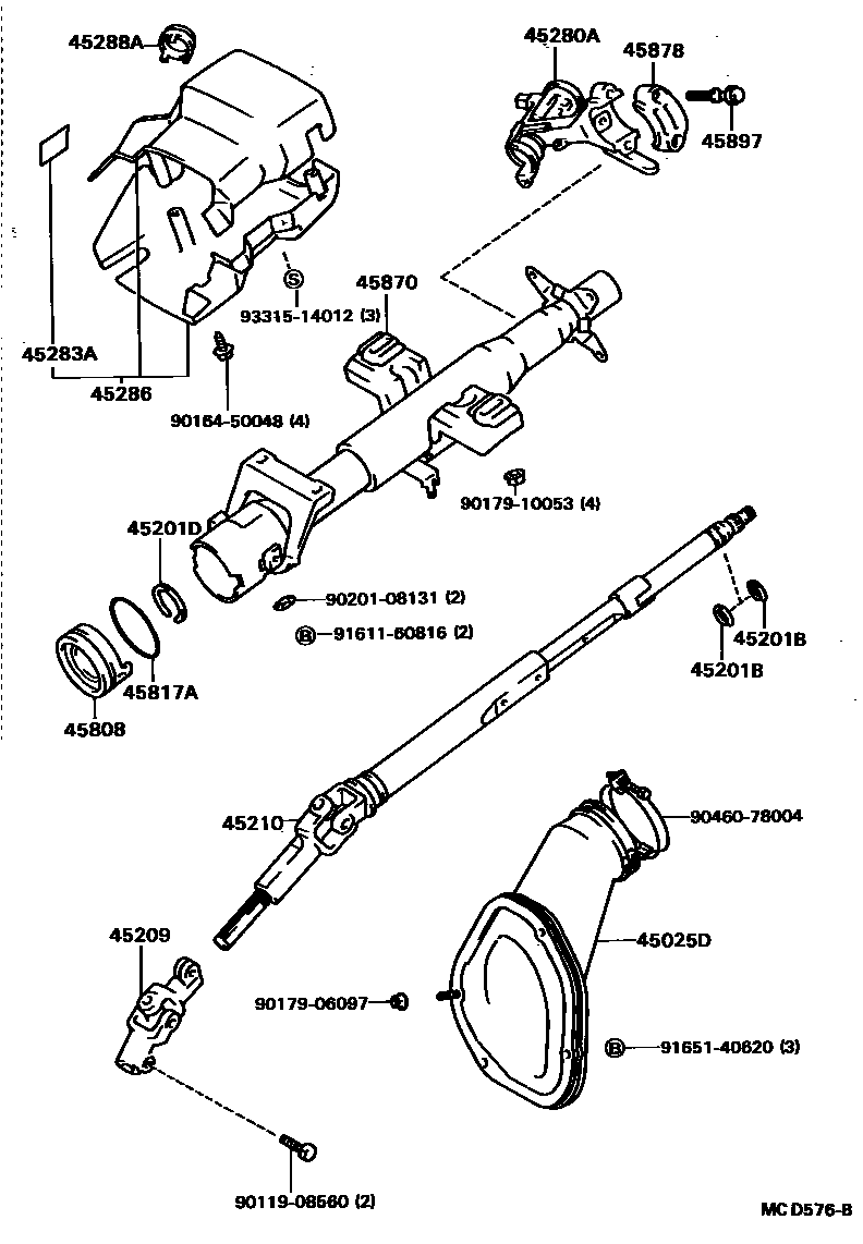 Toyota CAMRY Steering Column & Shaft EPC diagram — MCD576B