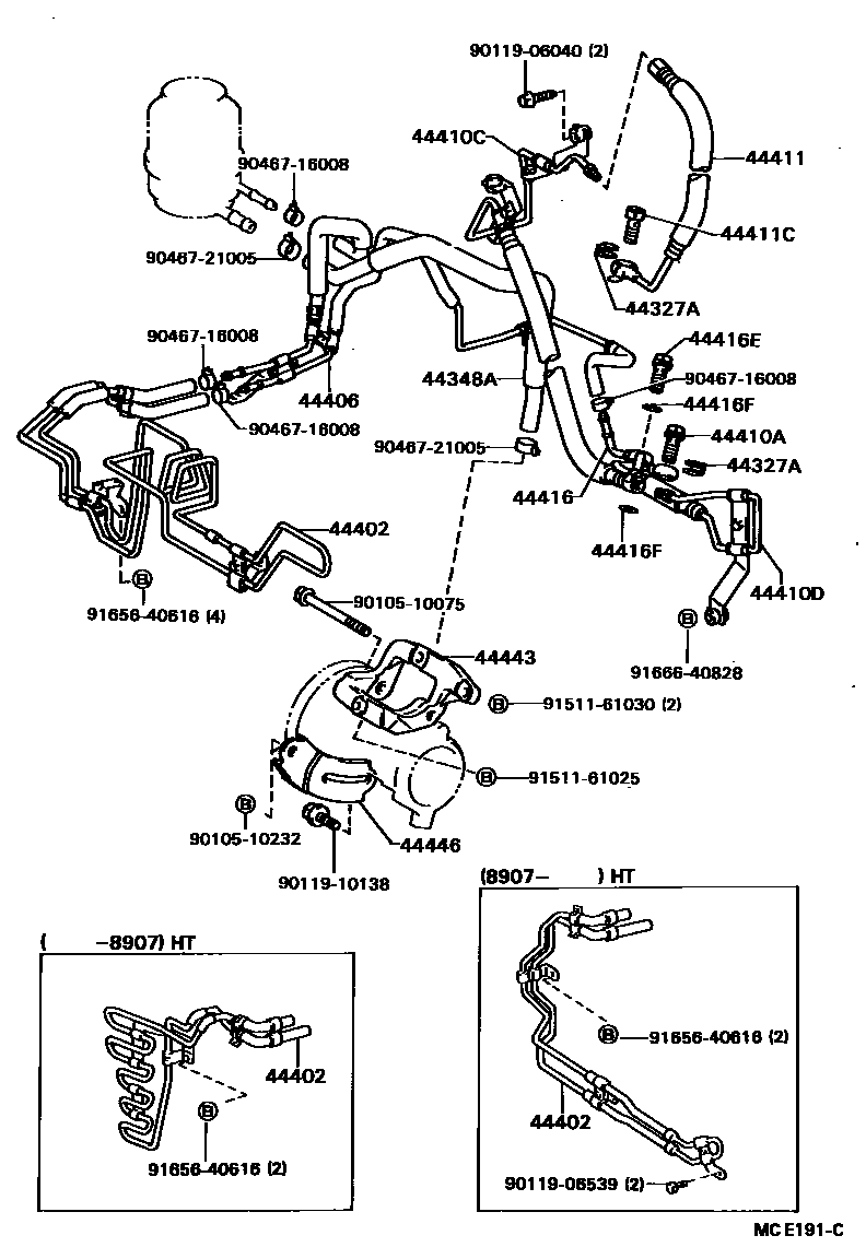 Toyota CAMRY 动力转向配管 EPC diagram — MCE191C