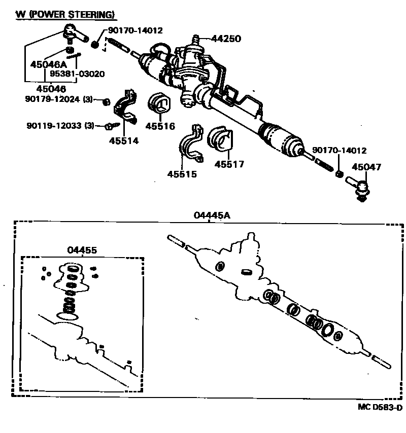 Toyota CAMRY 前转向齿轮和连杆 EPC diagram — MCD583D