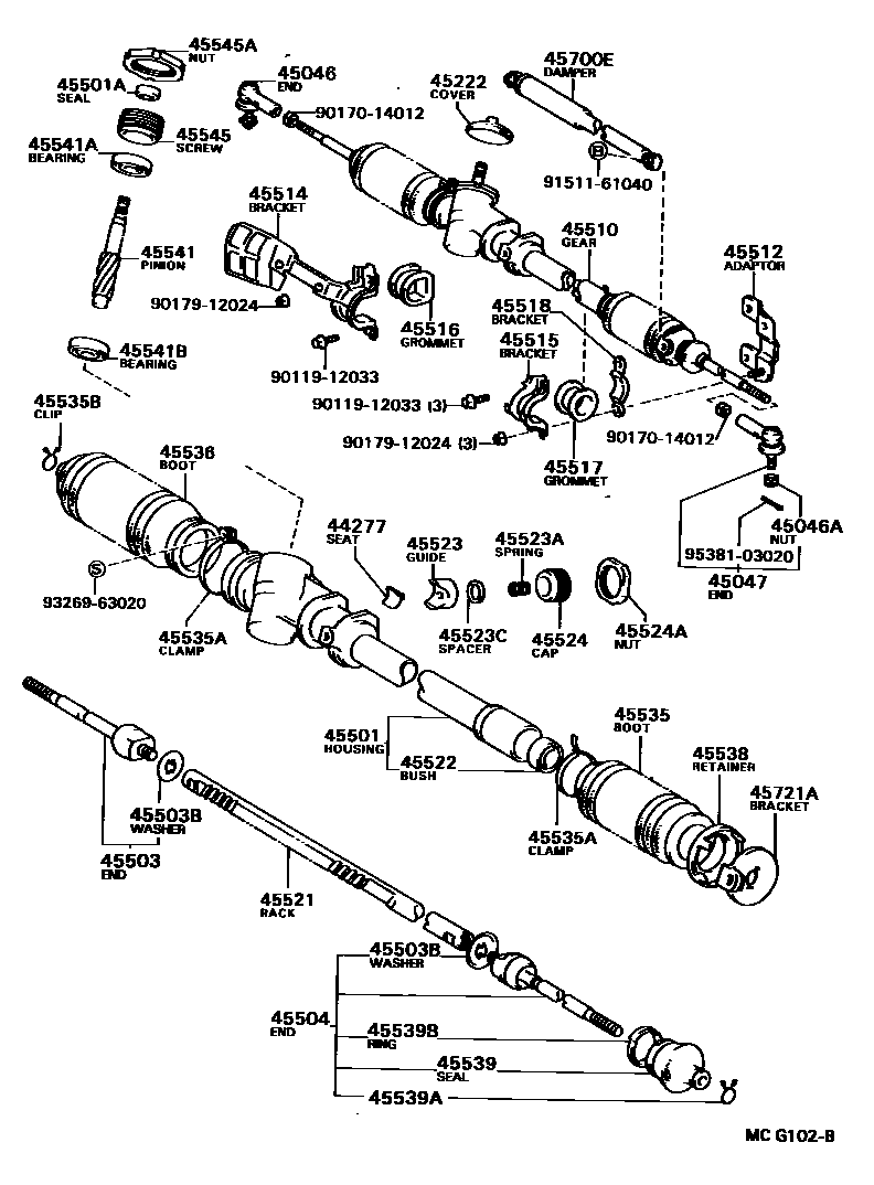 Toyota CAMRY 前转向齿轮和连杆 EPC diagram — MCG102B