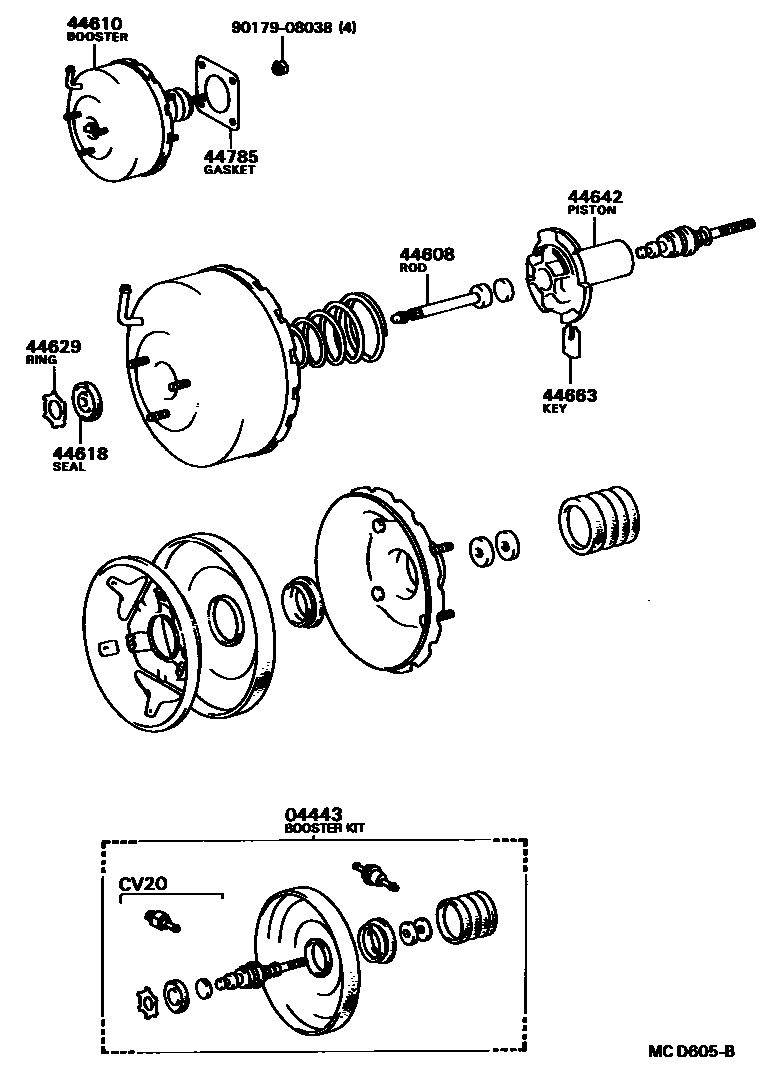 Toyota CAMRY 制动助力器和真空管 EPC diagram — MCD605B