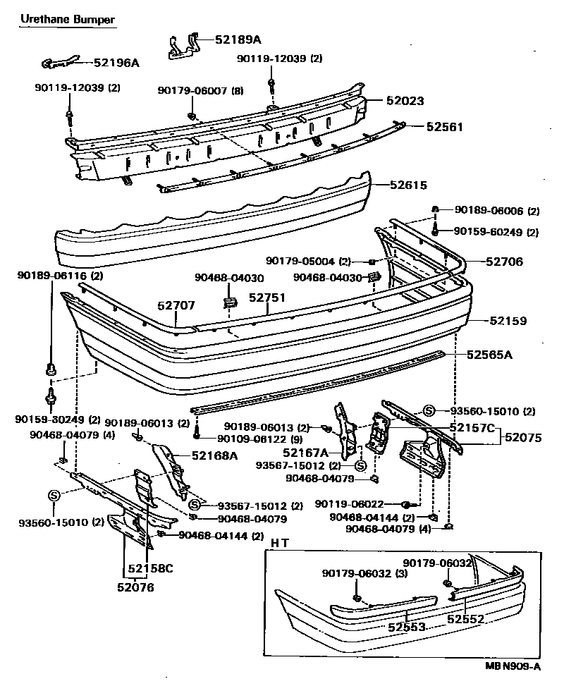 Toyota CAMRY 后保险杠及附件 EPC diagram — MBN909A