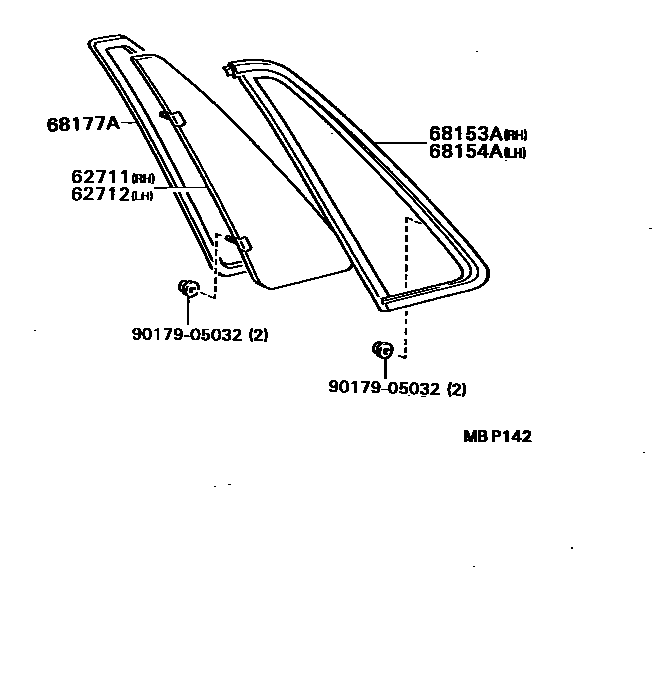 Toyota CAMRY 角窗 EPC diagram — MBP142