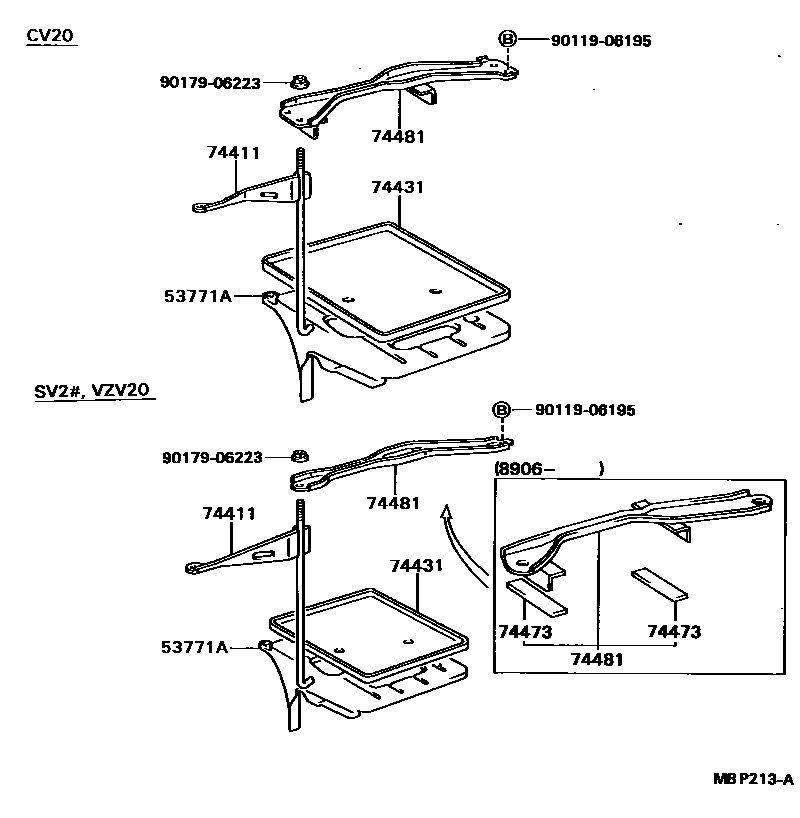 Toyota CAMRY battery holder EPC diagram — MBP213A