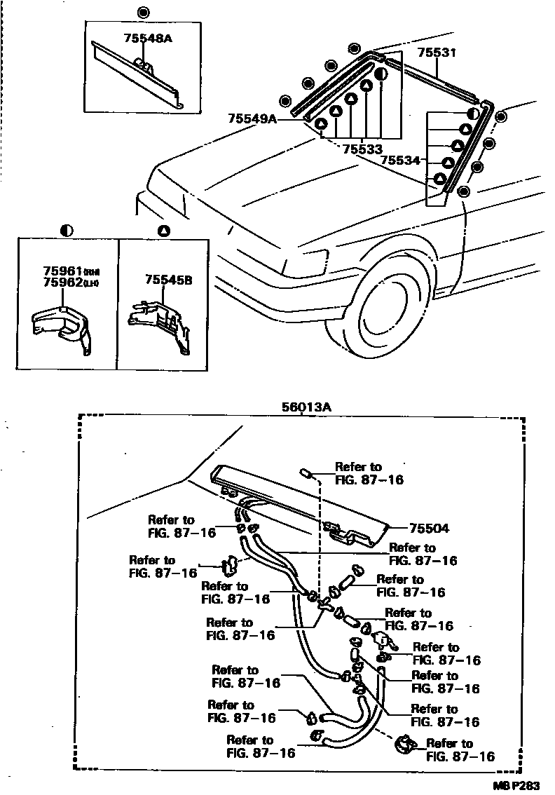 Toyota CAMRY 前防护条 EPC diagram — MBP283