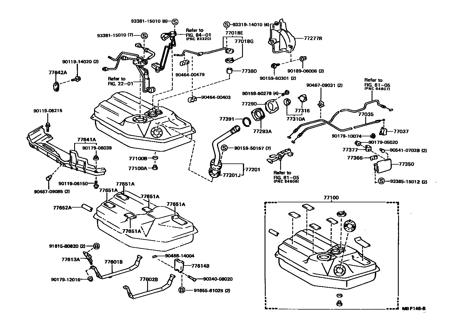 Toyota CAMRY 燃油箱和燃油管 EPC diagram — MBP146B