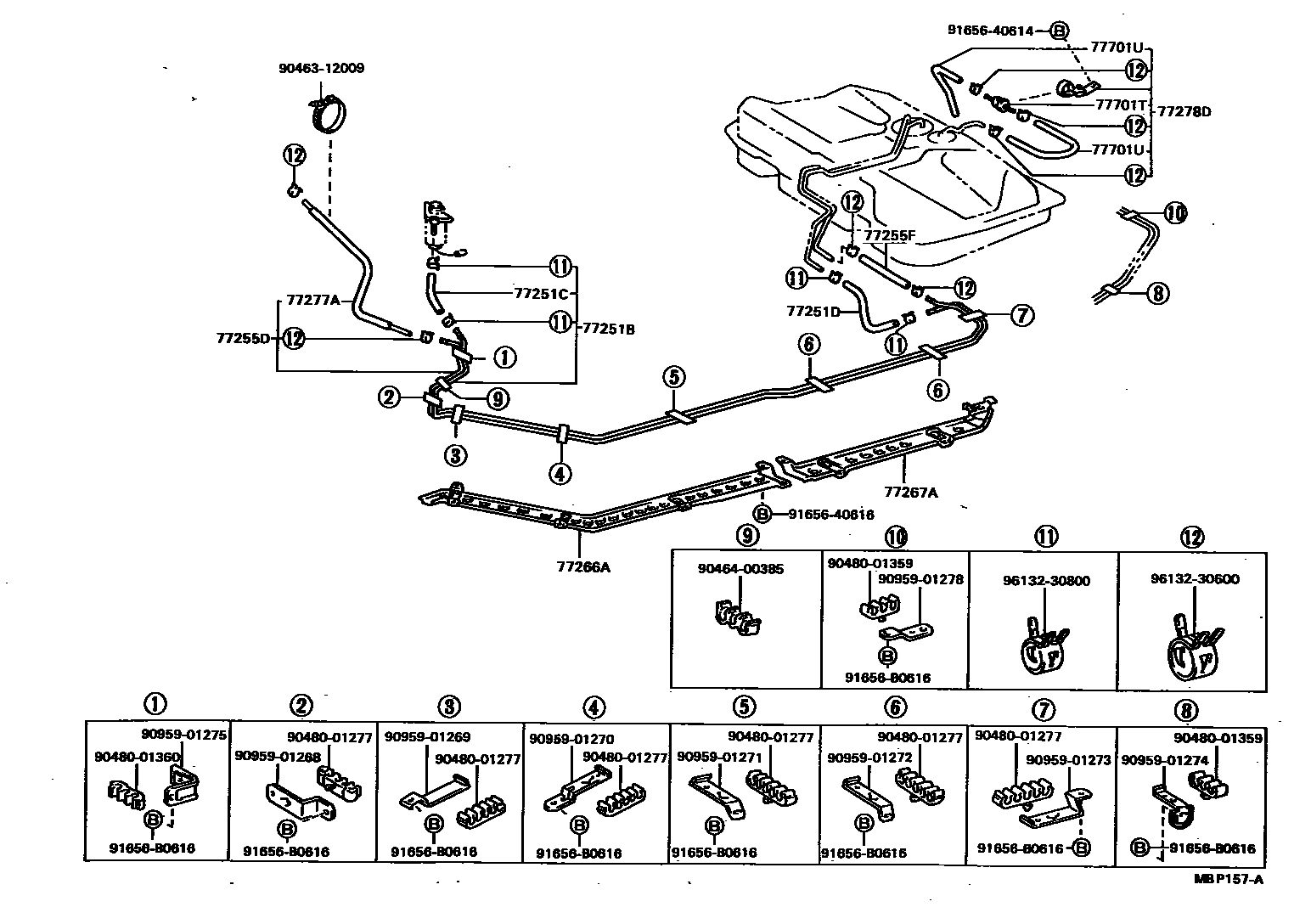 Toyota CAMRY 燃油箱和燃油管 EPC diagram — MBP157A