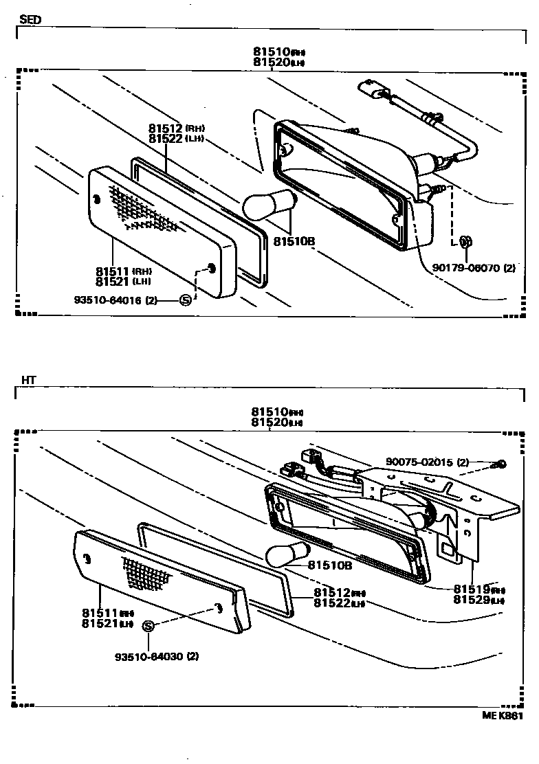 Toyota CAMRY 前转向灯 EPC diagram — MEK861