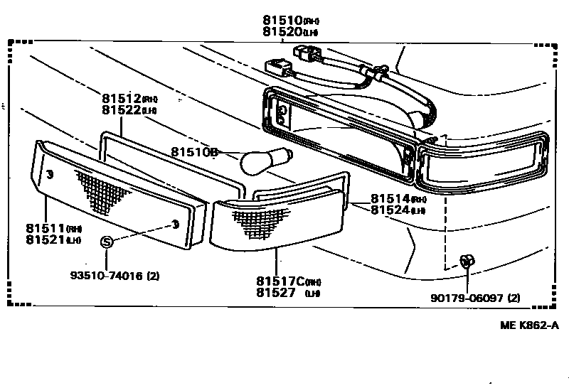 Toyota CAMRY 前转向灯 EPC diagram — MEK862A