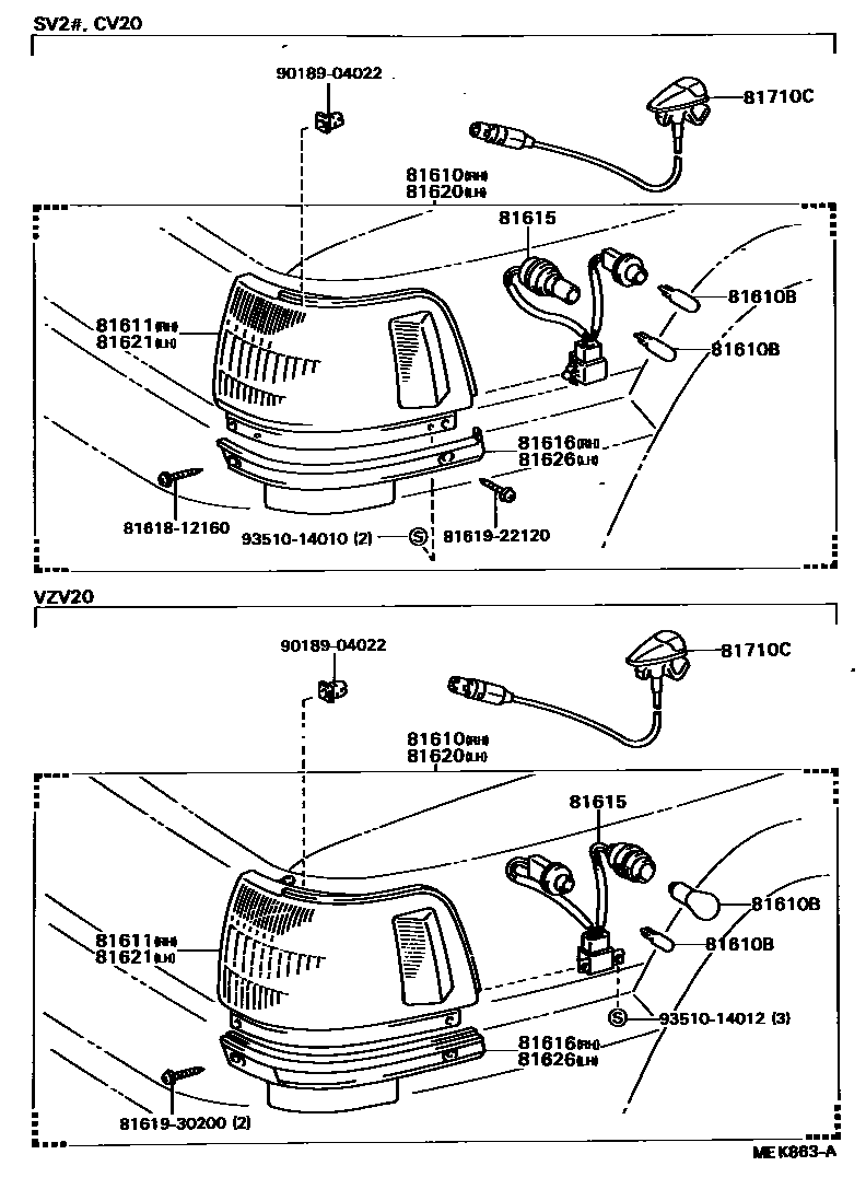 Toyota CAMRY 前示宽灯 EPC diagram — MEK863A