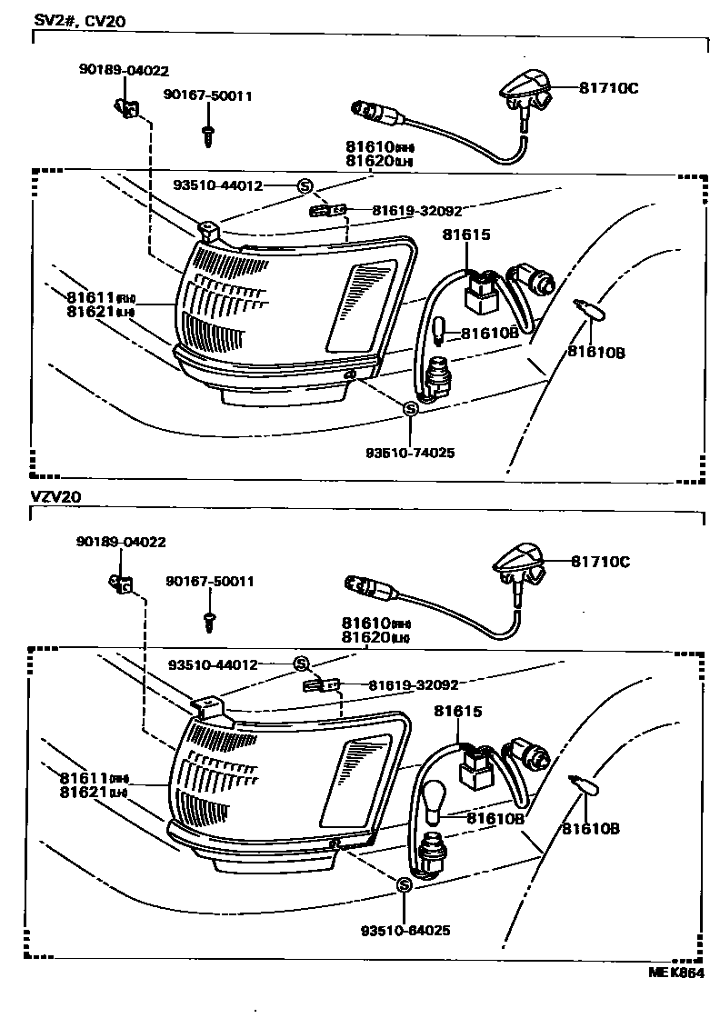Toyota CAMRY 前示宽灯 EPC diagram — MEK864