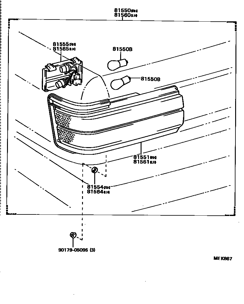 Toyota CAMRY 后组合灯 EPC diagram — MEK867