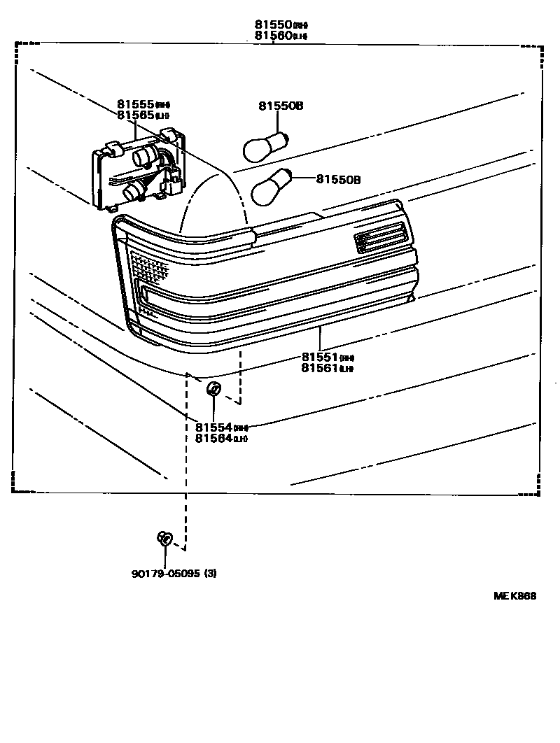 Toyota CAMRY 后组合灯 EPC diagram — MEK868